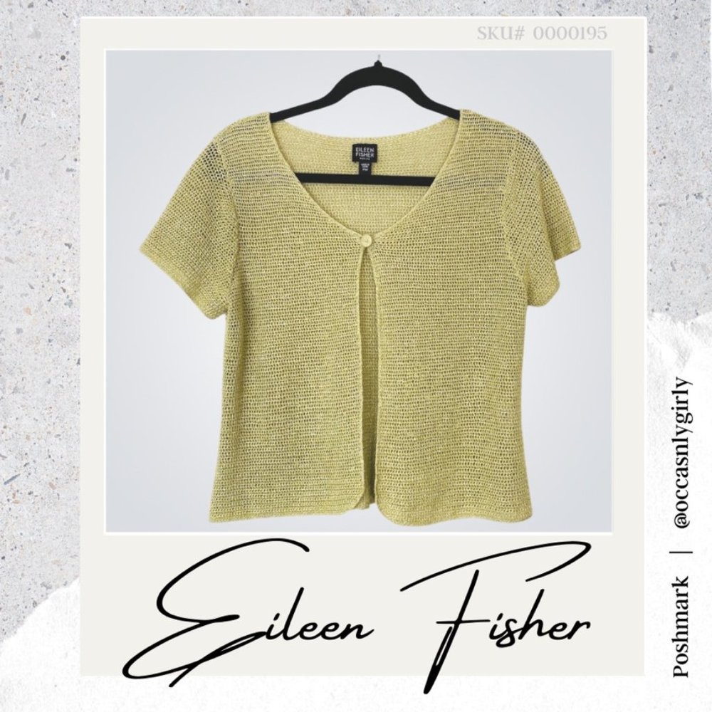 Eileen Fisher Linen Knit Short Sleeve Cardigan